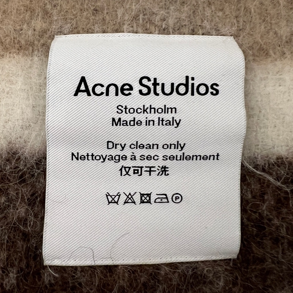 Acne Studios White & Beige Alpaca Striped Scarf - Picture 2 of 4